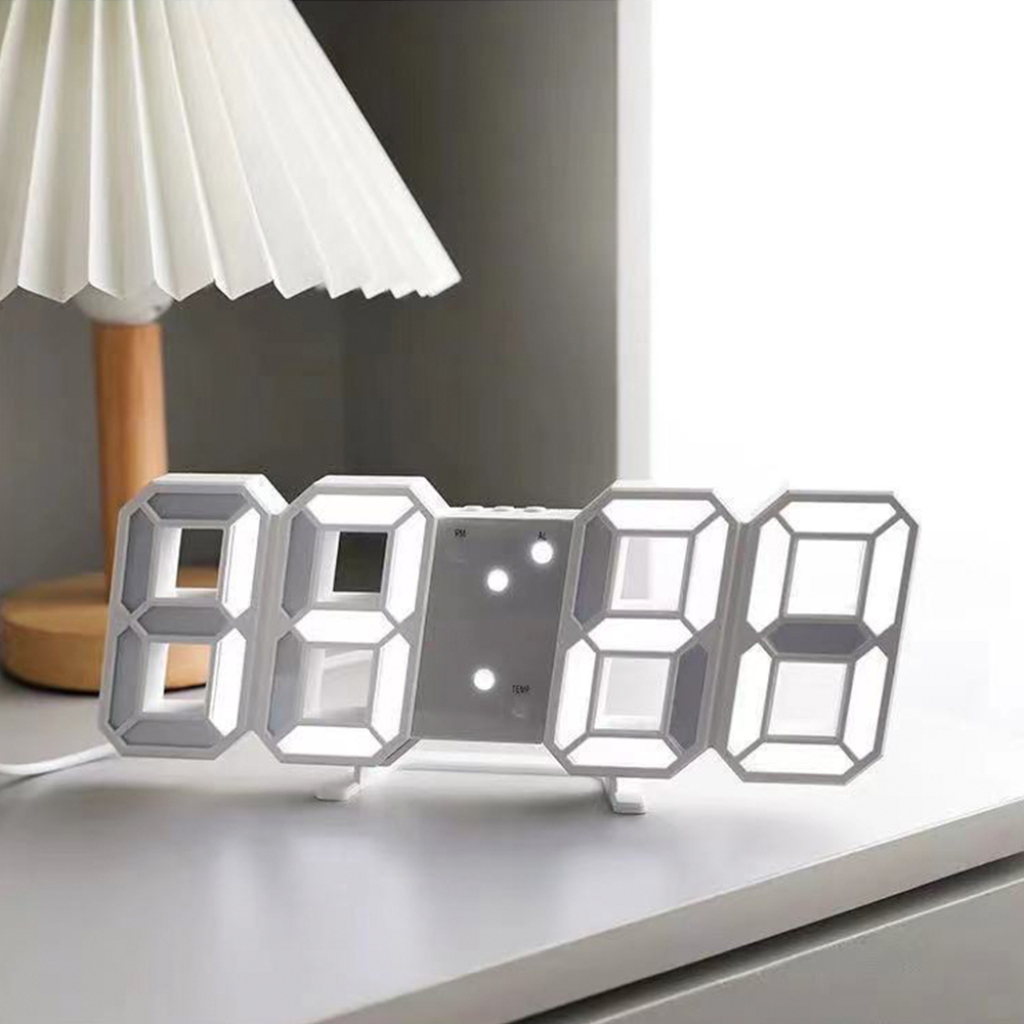 LED 3D годинник настінний чорний