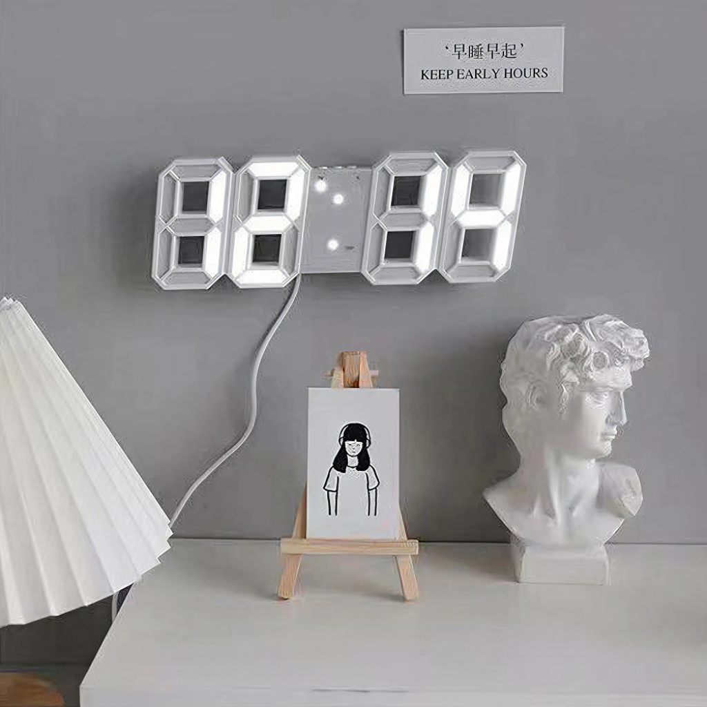 LED 3D годинник настінний чорний