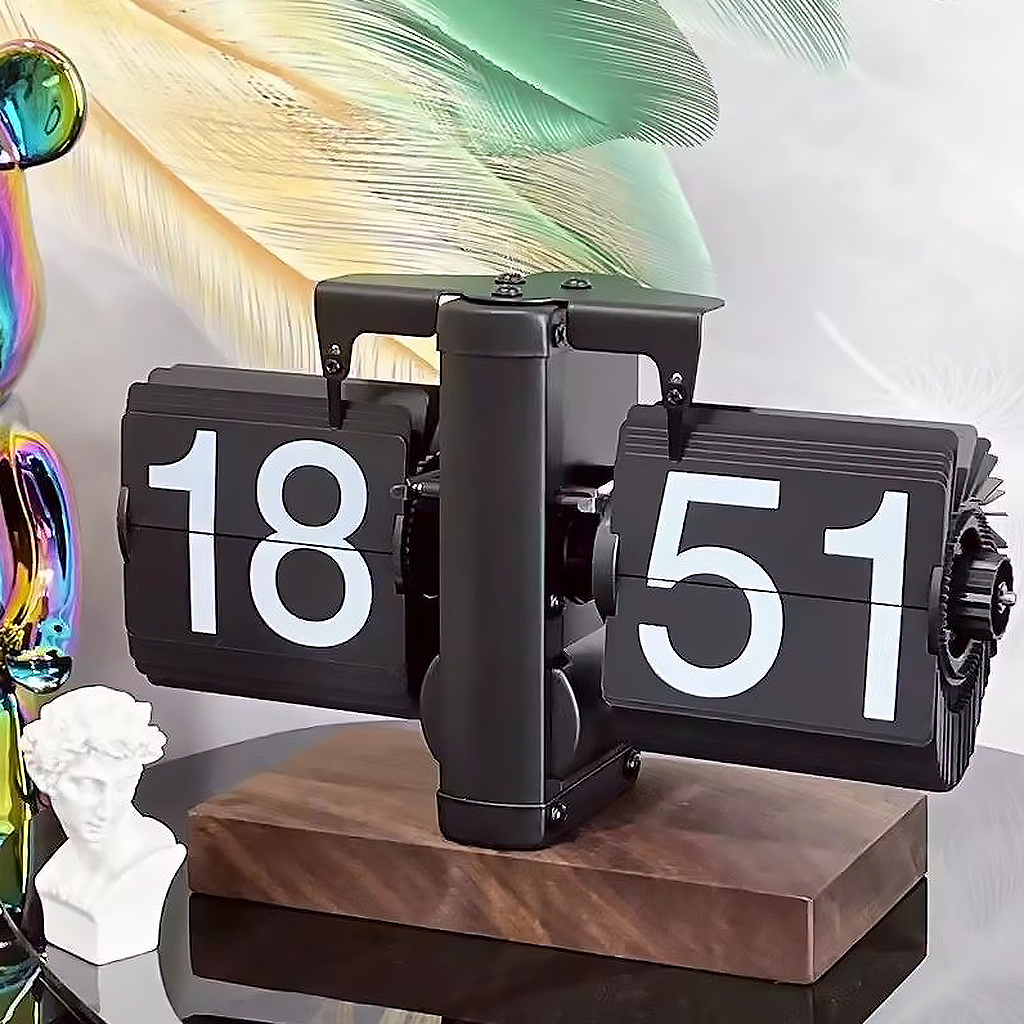 Сучасний настільний годинник Flip Clock Чорний