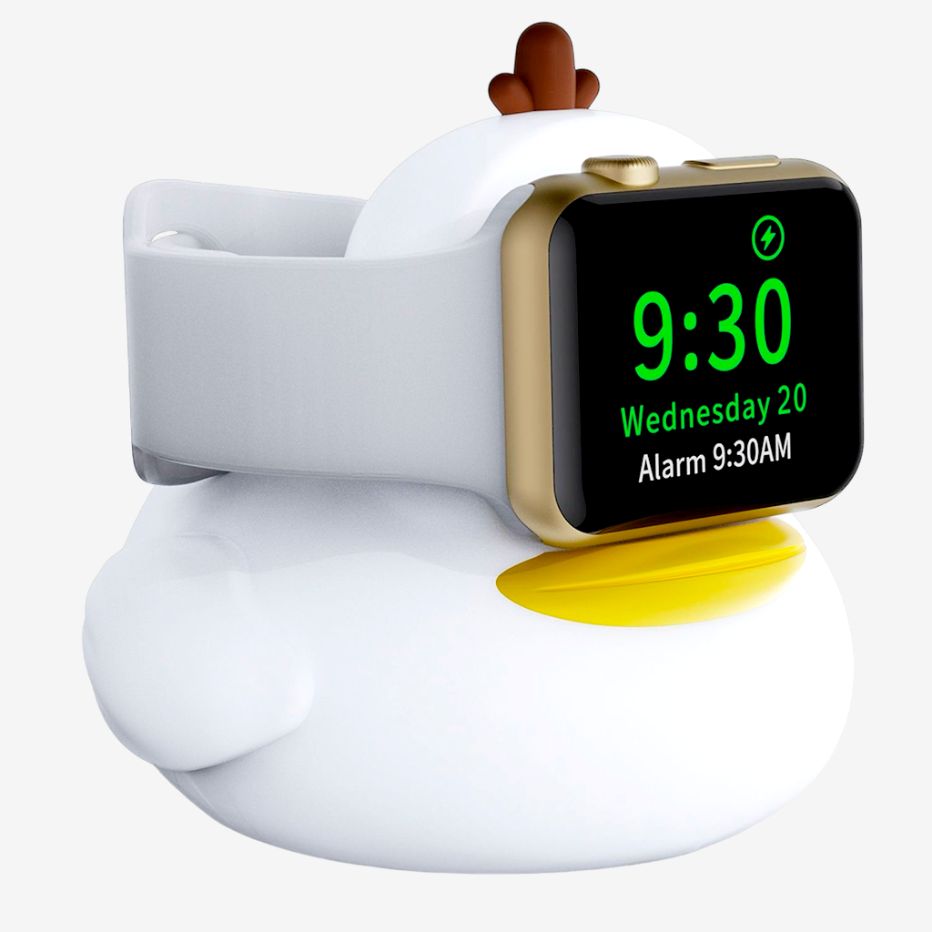 Біла зарядна стійка для Apple Watch у вигляді качки