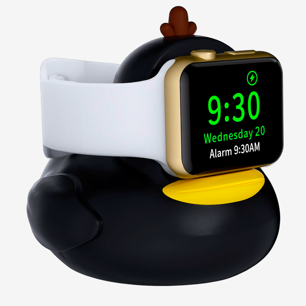 Чорна зарядна стійка для Apple Watch у вигляді качки